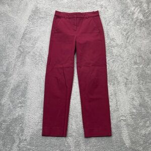 J Crew Pants Womens 00 Red Kallie Dress Straight Leg Cotton Stretch Business